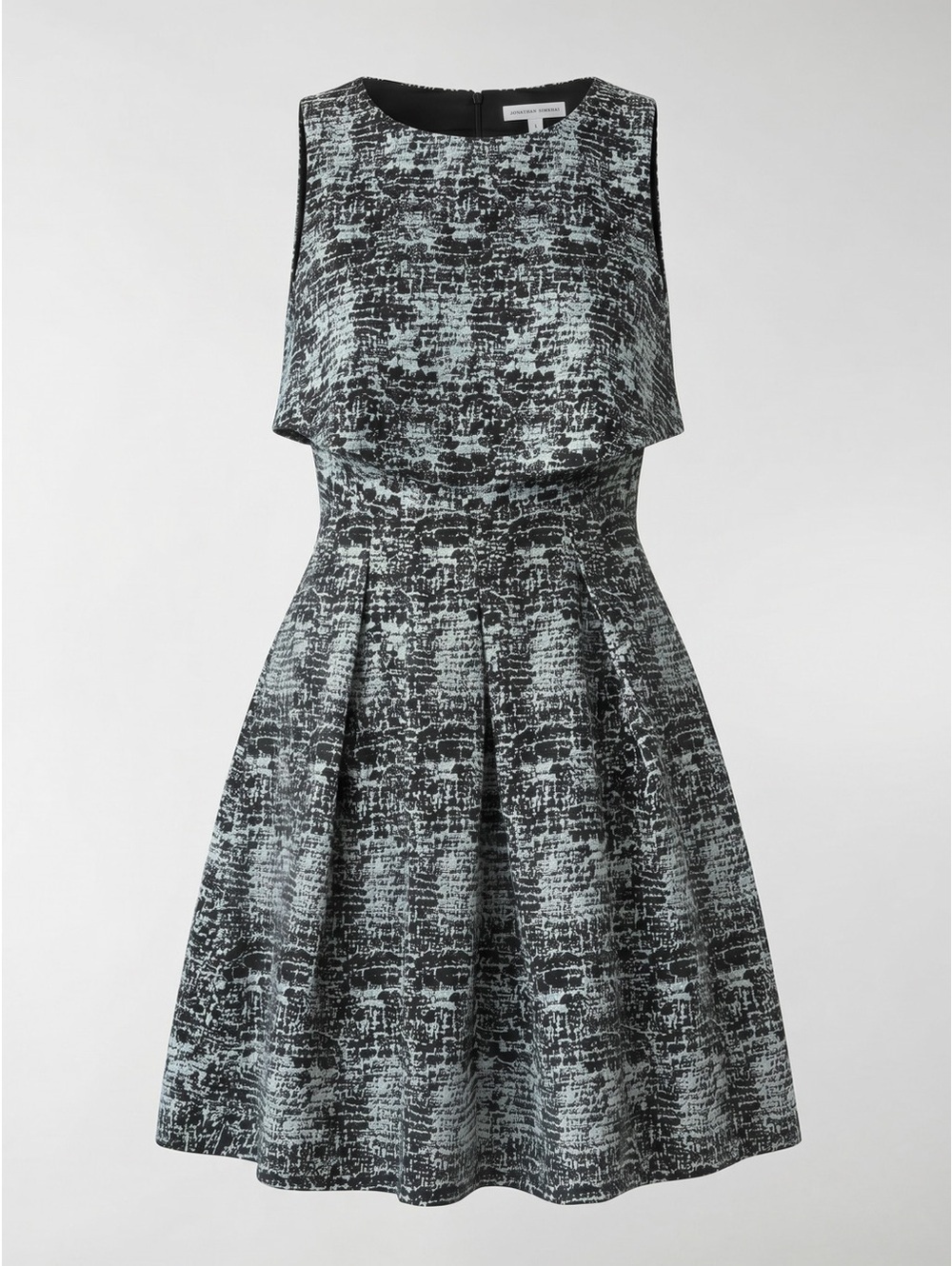 Jonathan Simkhai Ice Blue & Black Textured Jacquard Layered A-Line Dress Sz 0